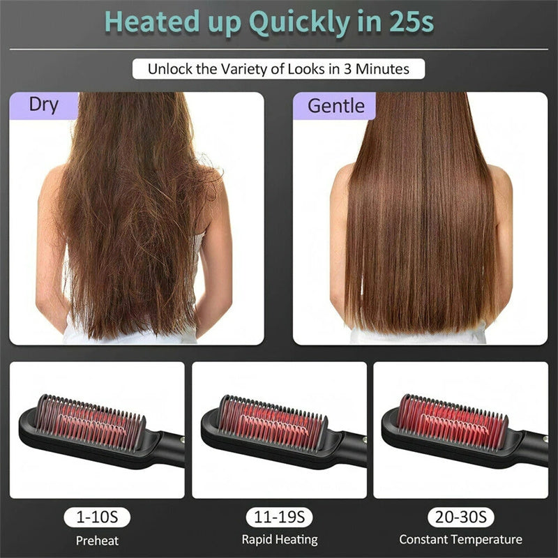 Hair Straightener Negative Ion Curling Hot Comb Brush