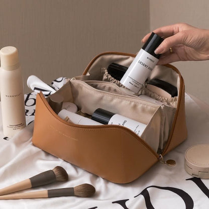 Large Capacity PU Leather Travel Makeup Bag