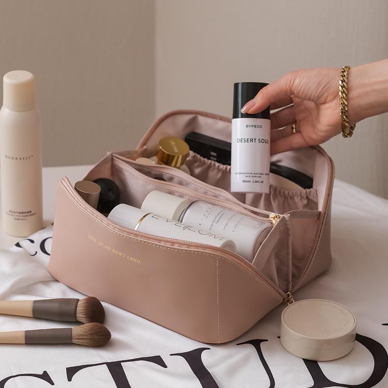 Large Capacity PU Leather Travel Makeup Bag