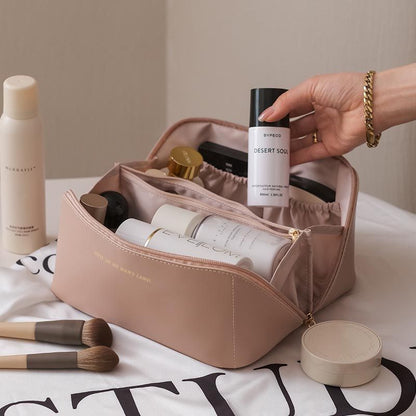 Large Capacity PU Leather Travel Makeup Bag