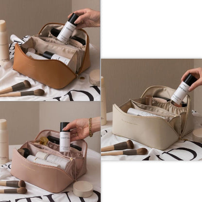 Large Capacity PU Leather Travel Makeup Bag