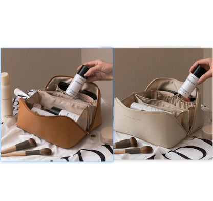 Large Capacity PU Leather Travel Makeup Bag