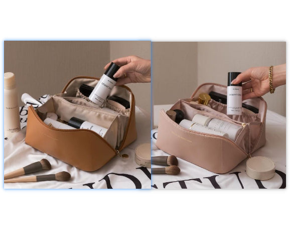 Large Capacity PU Leather Travel Makeup Bag