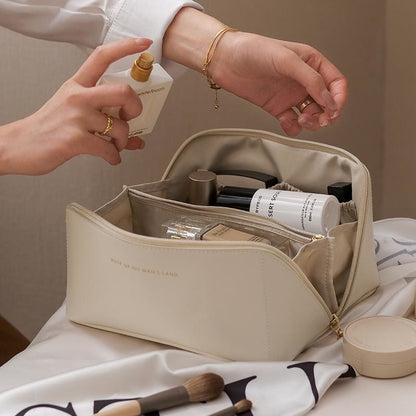 Large Capacity PU Leather Travel Makeup Bag