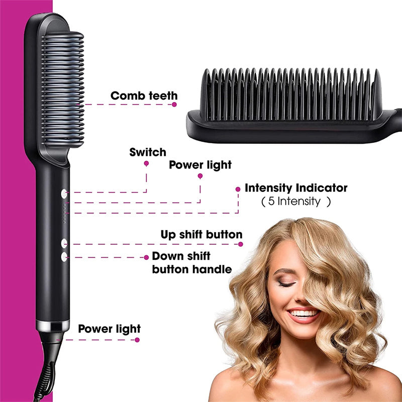 Hair Straightener Negative Ion Curling Hot Comb Brush