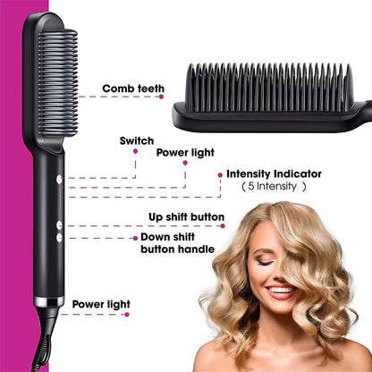 Hair Straightener Negative Ion Curling Hot Comb Brush