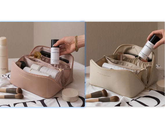 Large Capacity PU Leather Travel Makeup Bag