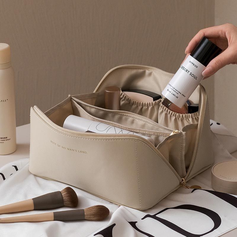 Large Capacity PU Leather Travel Makeup Bag